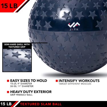 JFIT м'яч для метання Slam Ball, для силових і кардіо тренувань, пліометрії та зміцнення корпусу