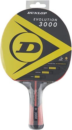 Ракетка для настільного тенісу Dunlop Evolution 3000, сертифікована ITTF, ідеально підходить для просунутих гравців, чорна, One size