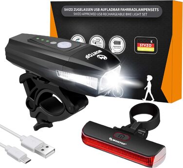 Світлодіодний велосипедний ліхтар StVZO з USB-акумулятором, комплект переднього та заднього світла для дітей і дорослих