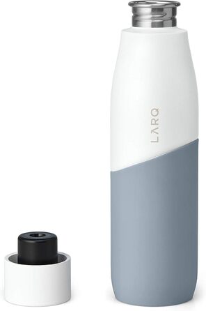 Пляшка LARQ Movement PureVis 710 мл — легка нержавіюча пляшка для води з UV-стерилізатором, самостійне очищення, неізольована, багаторазова, для подорожей, біла/камінь