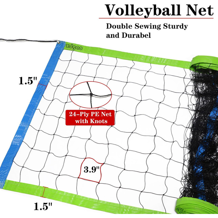 Волейбольна сітка Zdgao, 90x91 см, міцна для внутрішнього/зовнішнього використання