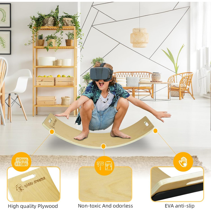 Дитяча балансувальна дошка CCLIFE з дерева, 85x30 см, з EVA-матом, Montessori-іграшка для дітей від 3 років