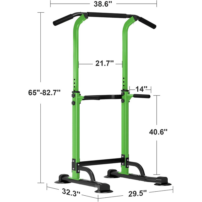 Турнік-ап Бар Power Tower Регульована Dip Station зелена