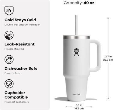 Термокружка Hydro Flask 1180 мл, нерж. сталь, вакуум, солом'яна кришка