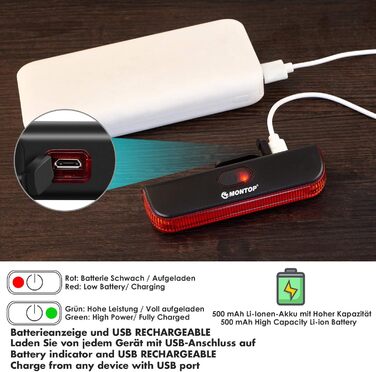 Світлодіодний набір велосипедних ліхтарів StVZO з USB акумулятором, переднє і заднє світло для дітей і дорослих