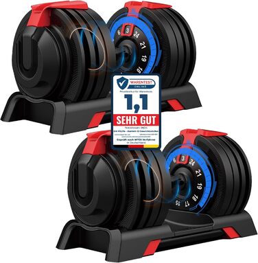 Регульовані гантелі DH FitLife 24 кг, 12 рівнів, набір коротких гантелей з дисками, 3-24 кг, 12 в 1