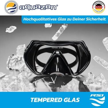 Окуляри для дайвінгу AQUAZON RS1 чорний, силікон AQUAFLEX, загартована лінза