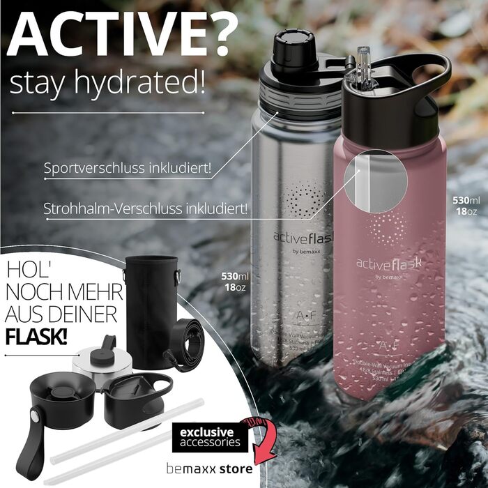 Пляшка ACTIVE FLASK 950 мл нерж. сталь, без бісфенолу А, герметична, ізольована