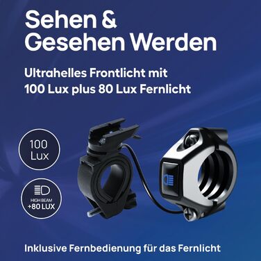 FISCHER велосипедна LED-фара 100 Люкс, з дальнім світлом, сенсорним режимом, водозахищена, легке кріплення, чорна