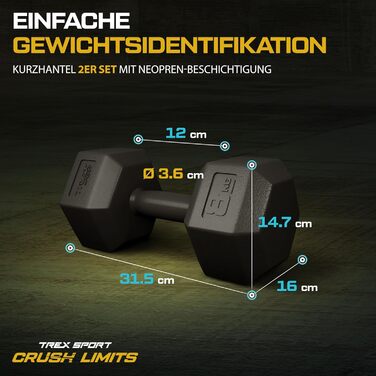 Набір гантелей TREX SPORT 2x8 кг Унісекс 2-20 кг