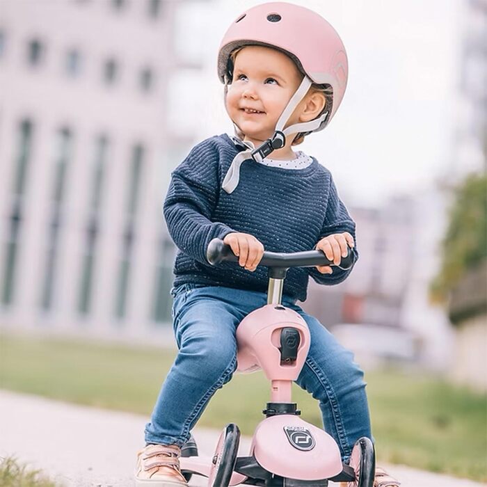Дитячий шолом Scoot and Ride з регульованими ремінцями, матовий, розміри S/M, LED-світло, м'яка флісова підкладка
