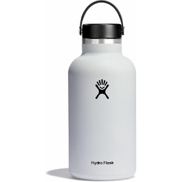 Термобутилка Hydro Flask 1893 мл, вакуумна, сталева, біла, широка горловина, герметична кришка, порошкове покриття