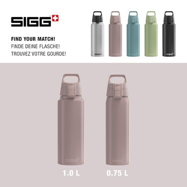 SIGG Алюмінієва пляшка для води WMB One, швейцарська, для газованих напоїв, герметична, легка, BPA-free, 1 л / 0.75 л, для туризму та спорту