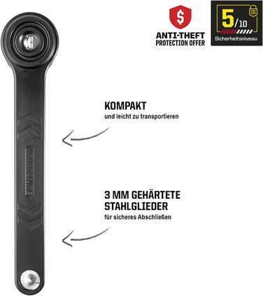 Велозамок складаний Kryptonite Keeper 510, 100 см, сталевий, рівень захисту 5/10, 2 ключі, тримач для транспортування