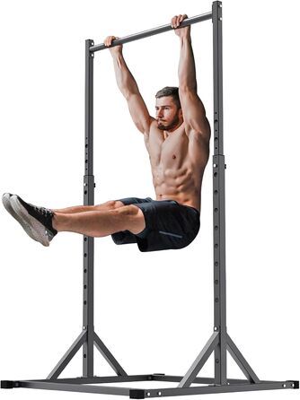 Окремостояча силова вежа SELEWARE Pull-Up Bar - з регульованою силовою стійкою Dip Station на 2 x 2 дюйми та 1 дюйм Домашній тренажерний зал місткістю 226,8 кг (чорний, зі станцією занурення)