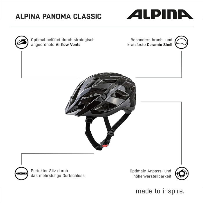ALPINA PANOMA Classic — легкий велосипедний шолом для туризму з вентиляцією та LED-підсвіткою для дорослих