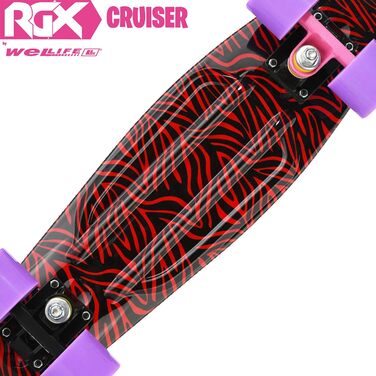 Скейтборд WeLLIFE Mini Cruiser RGX Рожевий 22 для підлітків, 78A PU, ABEC-7RS