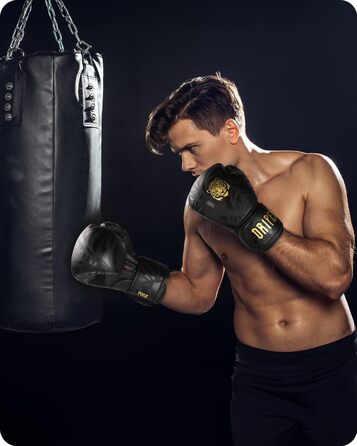Боксерські рукавички Dripex 14 унцій, PU шкіра, золоті, для боксу, MMA, муай-тай, кікбоксингу, чоловічі, жіночі, підліткові