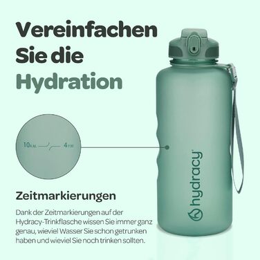 Гідратаційна пляшка Hydracy з трубочкою та часовою розміткою, 2 л, без BPA, герметична спортивна пляшка для води без конденсату для спорту та активного відпочинку
