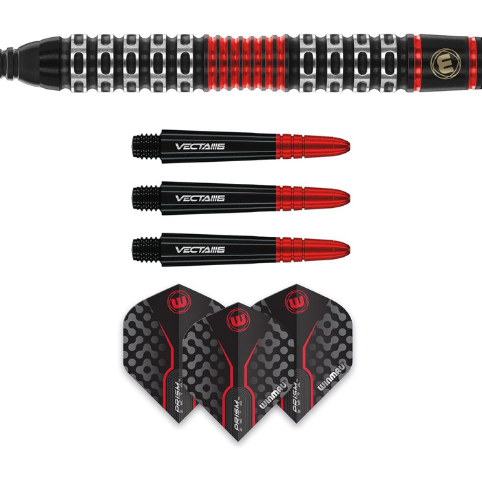 Дартс-набір WINMAU Joe Cullen Special Edition 18 г, професійні вольфрамові софт-тип дротики з оперенням і хвостовиками