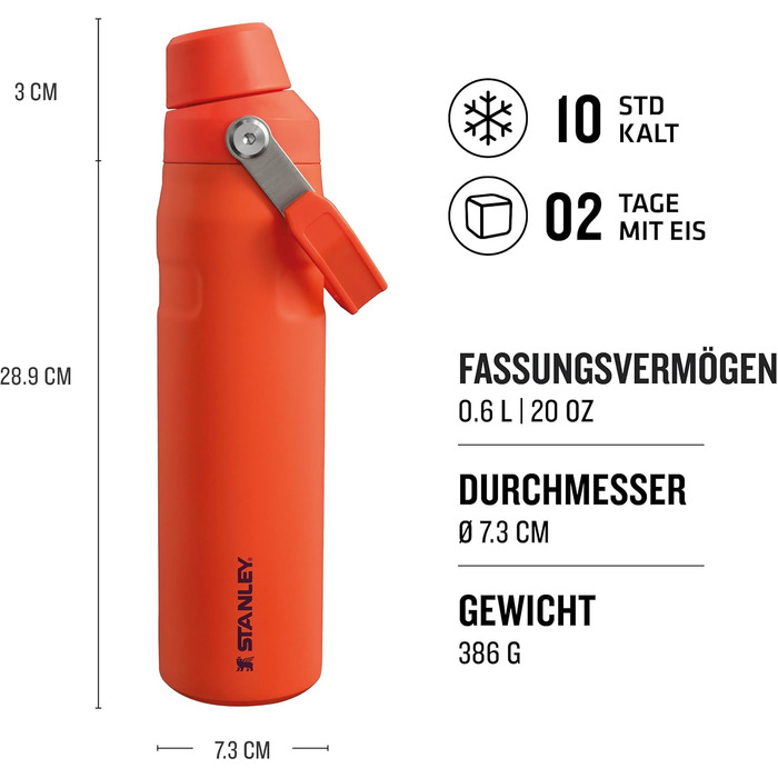 Термос-пляшка Stanley Iceflow Fast Flow 0.6 л, спортивна, тримає холод 10 годин, не протікає, BPA-free, для води, Tigerlily Plum, придатна для миття в посудомийній машині