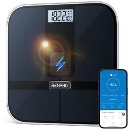 Розумні ваги RENPHO Elis Solar 2 з аналізом складу тіла, сонячним живленням, Wi-Fi та Bluetooth, 13 показників, сумісність з додатками для фітнесу та здоров'я