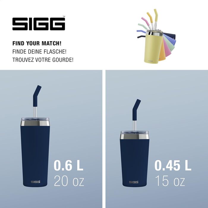 Кружка SIGG Helia 0,45/0,6 л зі скляною соломинкою та щіткою, без BPA