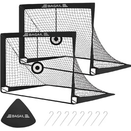 Набір футбольних воріт BAGAIL 4x3 фути чорний з кишенею, 2 шт.