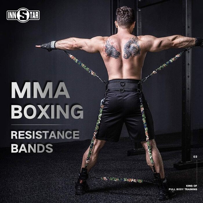 INNSTAR комплект для тренування опору MMA, бокс, кікбоксинг, карате, силові вправи, для чоловіків та жінок, еспандер для фітнесу, баскетболу, волейболу, футболу