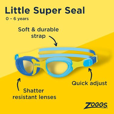 Окуляри для плавання Zoggs Little Super Seal, 6 років, синій/жовтий