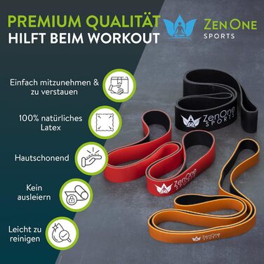 Набір стрічок опору ZenOne Sports Premium, ЛЕГКИЙ & ВАЖКИЙ, з Посібником