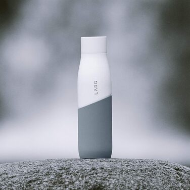Пляшка LARQ Movement PureVis 710 мл — легка нержавіюча пляшка для води з UV-стерилізатором, самостійне очищення, неізольована, багаторазова, для подорожей, біла/камінь