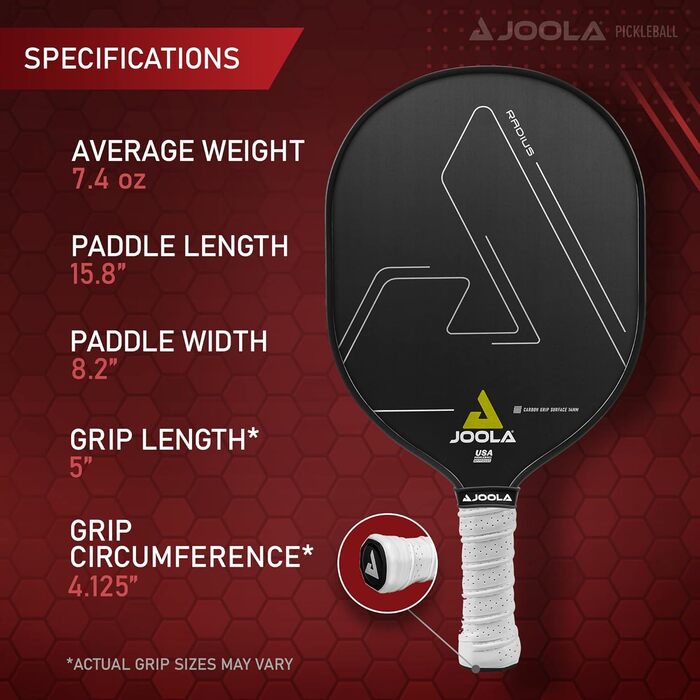 Весло для піклболу JOOLA Radius Pro, карбонове зчеплення, більше контролю