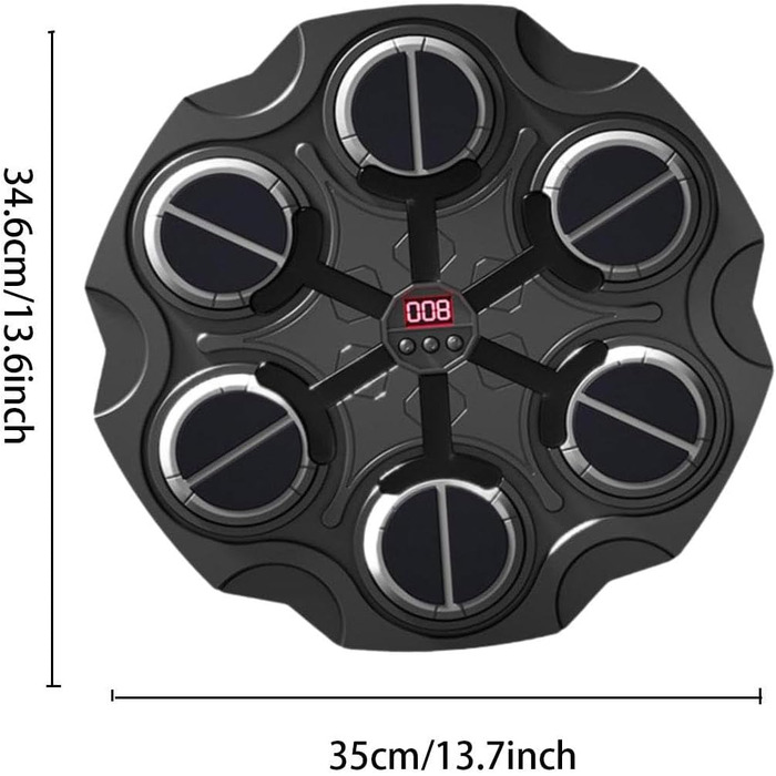 Боксерська машина для електронної музики Fityle, розумний боксерський килимок, регульована настінна мішень музичної скриньки для тренувань Sanda (чорна)