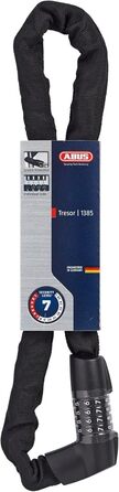 Ланцюговий замок ABUS Tresor 1385 з кодовим механізмом, загартована сталь, товщина ланцюга 7 мм, довжина 85 см, рівень безпеки 7, чорний