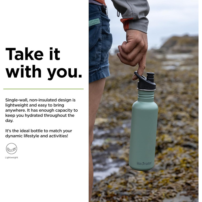 Пляшка для води Klean Kanteen Classic 800 мл, нержавіюча сталь, колір Морський бриз
