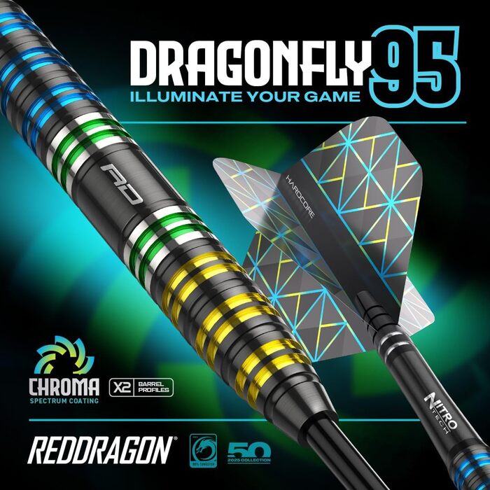 Набір дротиків RED DRAGON Dragonfly 95 вольфрам, Flight & Stocks, 22-26г