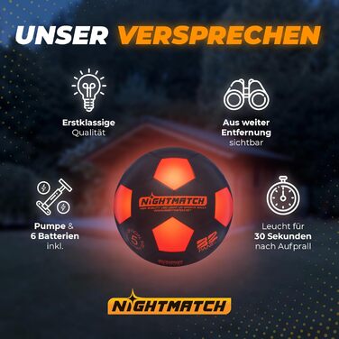 Футбольний м'яч NIGHTMATCH LED підсвітка розмір 5, водонепроникний, з насосом