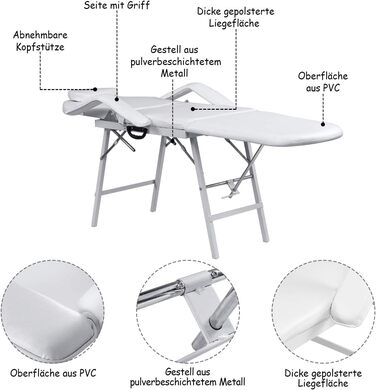 Косметичний стіл COSTWAY Косметичне крісло Масажні столи Лікувальний стіл Терапевтичні столи складні до 225 кг