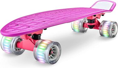 Скейтборд Hurtle Mini Cruiser для дітей та дорослих, пенні-борд з LED колесами, антиковзке покриття, для початківців і досвідчених, до 100 кг