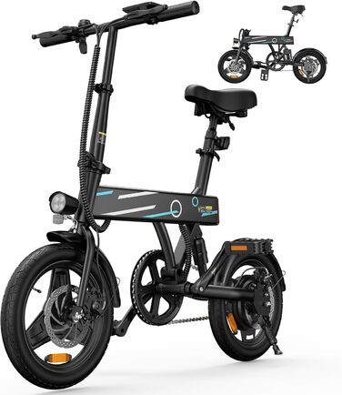 Електровелосипед Finbike 14/16', 250 Вт, запас 45 км, чорний синій