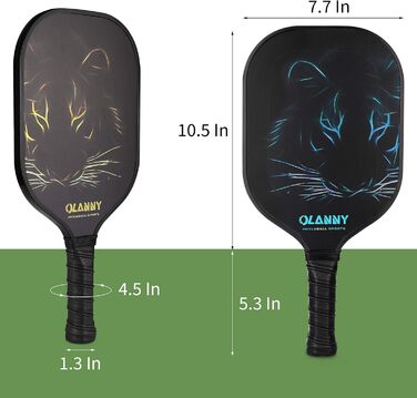 Набір для піклболу OLANNY з 4 легкими ракетками, полімерним стільниковим ядром, м'ячами, додатковими ручками та сумкою