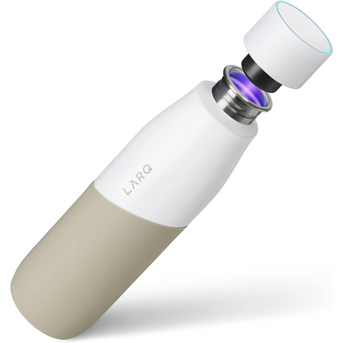 Пляшка для води LARQ Bottle Movement PureVis 710 мл — легка, самочистна, неізольована, з нержавіючої сталі, з UV-очищенням, багаторазова, для подорожей, біла/пісочна