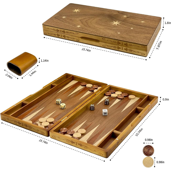 Набір для гри в нарди Syrace, 15,7, дерев'яна інкрустація, з камінням