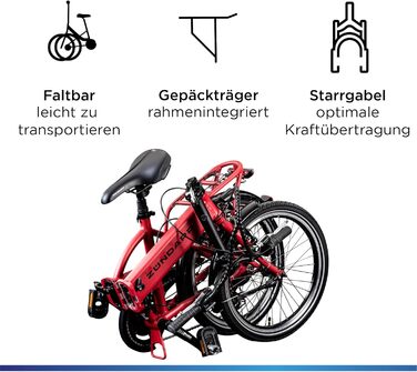 Велосипед 101 E-Bike, складаний, 6 швидкостей, червоний