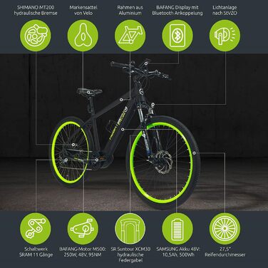 Гірський велосипед Highphoria E-Bike Двигун Bafang Перемикач Pedelec