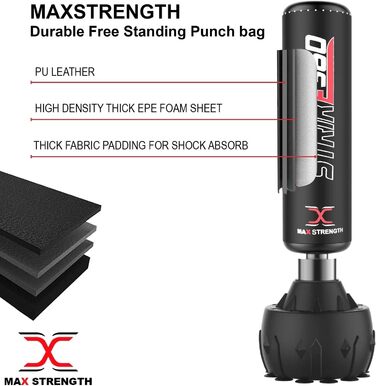 Груша MaxStrength 1,7/1,8 м для єдиноборств, ММА (Black Strike)