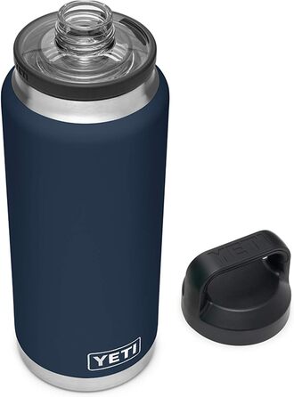 Термос-пляшка YETI Rambler, вакуумна, нержавіюча сталь, з кришкою, колір морський синій
