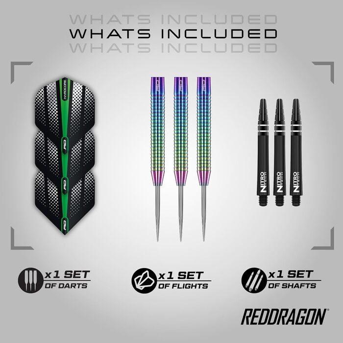 Дротики RED Dragon Razor Edge Series вольфрамові професійні сталеві з оперенням і стрижнями