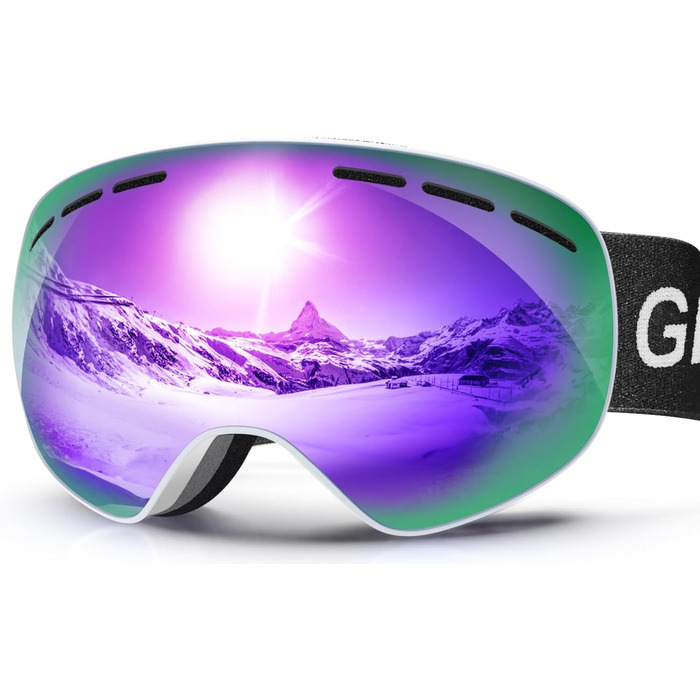 Гірськолижні окуляри GlaRid чоловічі жіночі, OTG Ski Goggles Безкаркасні окуляри для сноуборду для тих, хто носить окуляри, Снігові насадки для дорослих Захист від запотівання 100 UV400 (рожевий)